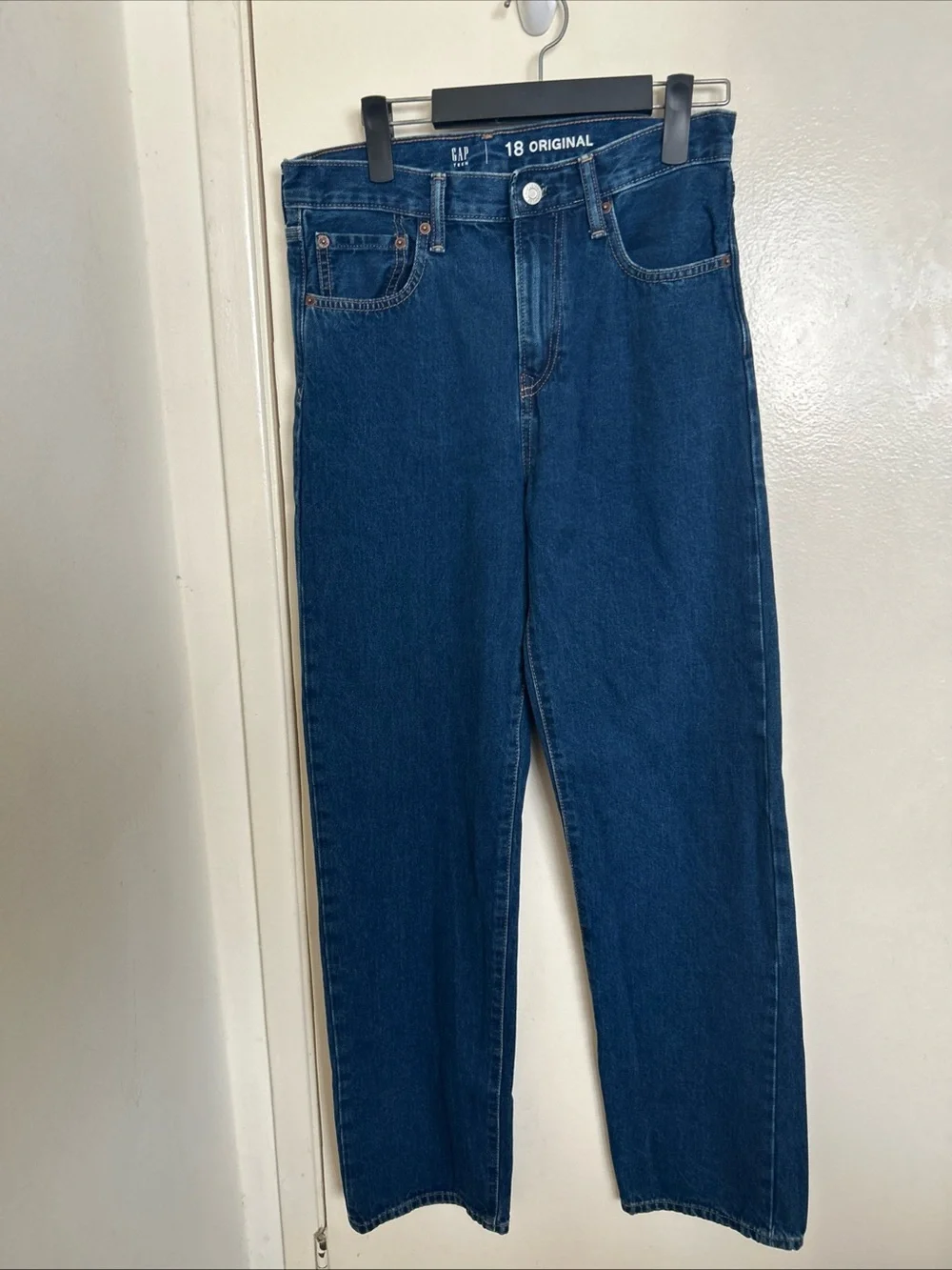 Gap Teen Boys Jeans Sz 18 Blue Original Straight Dark Wash Denim Pants
